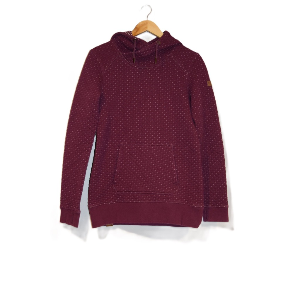 Roxy Women's Burgundy Quilted Dot Funnel Neck Hoodie Size‎ M Soft and Thick